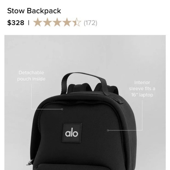 NWT ALO Yoga Stow Black Backpack - Picture 5 of 5